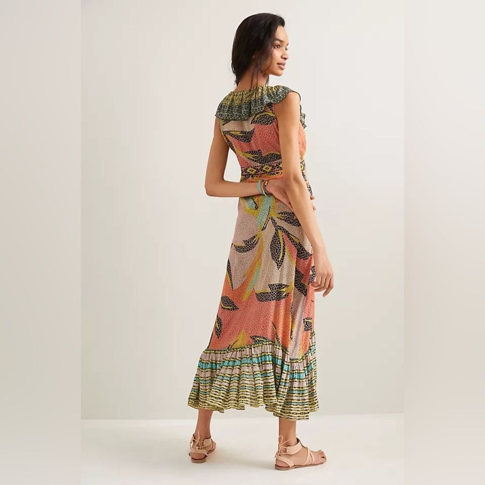 Anthropologie Bhanuni by Jyoti Ruffled Maxi Dress Women's Large - Picture 3 of 11